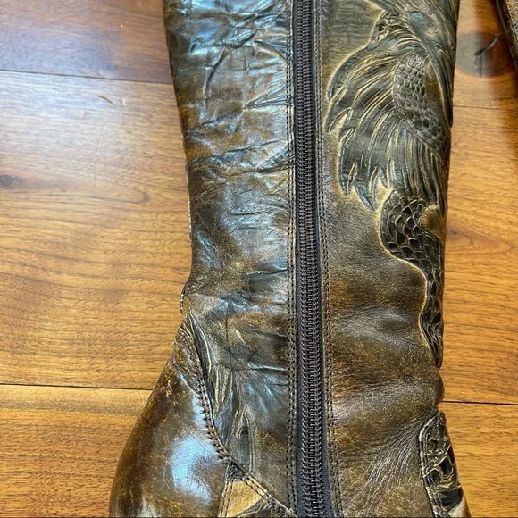 Bølo Venera Artisan Dark Brown Leather Boots Size US 6/ Euro 36.5 - Picture 6 of 16